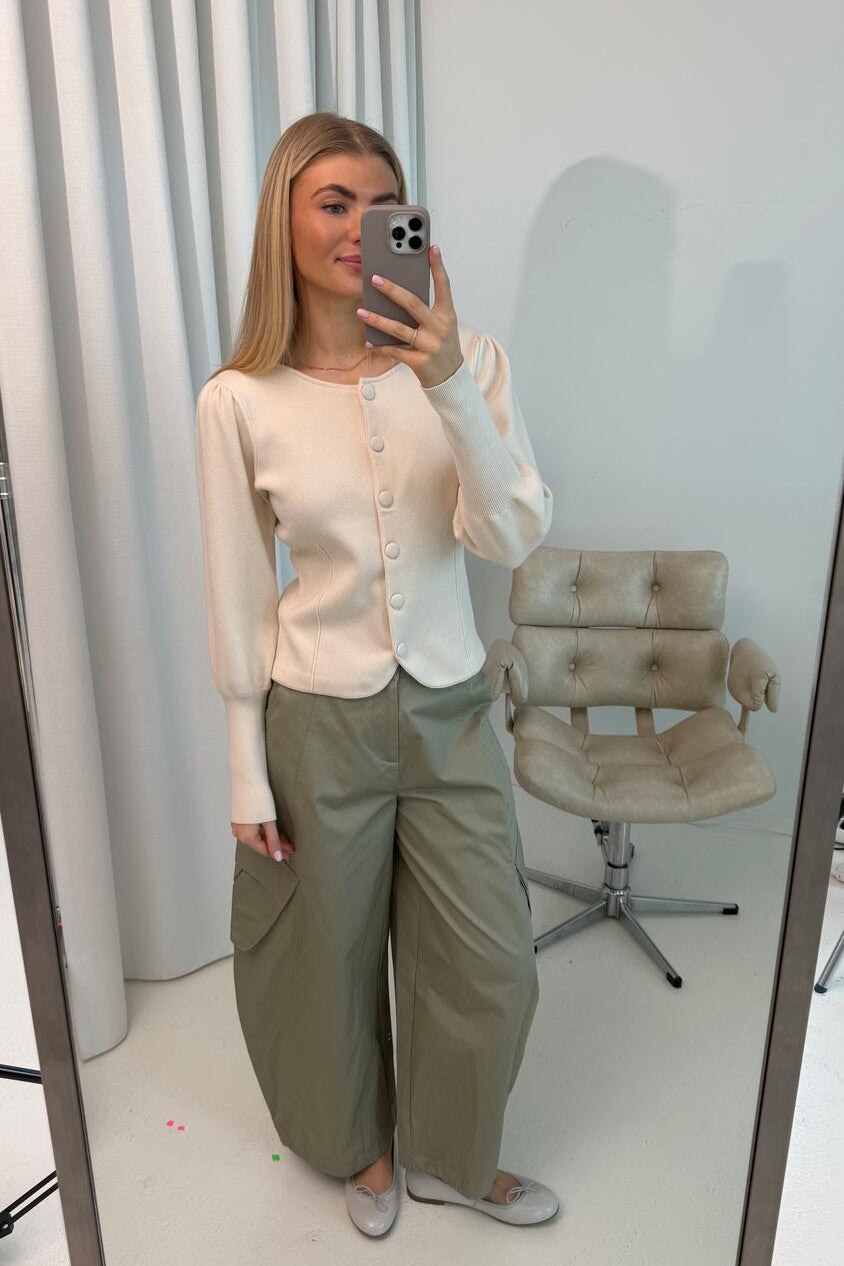 Vicassie Boat Neck cardigan - Birch